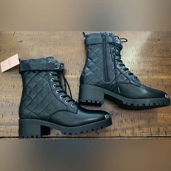 •NWT•Juicy Couture Quilted Bling Combat Boots- ‘JC OPAL’ - Picture 3 of 14